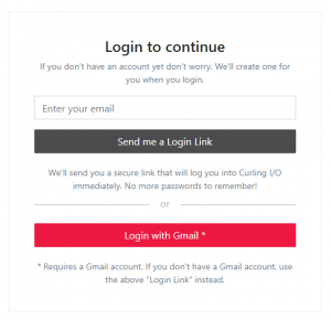 Curling I/O Login Example