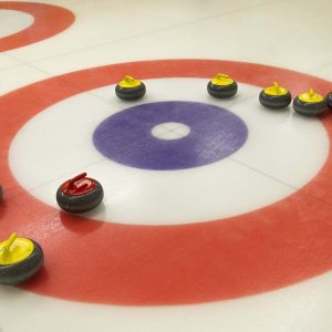 Curling rocks on ice